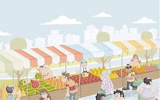 Market drawn by DesignDraw DesignDrawArtes